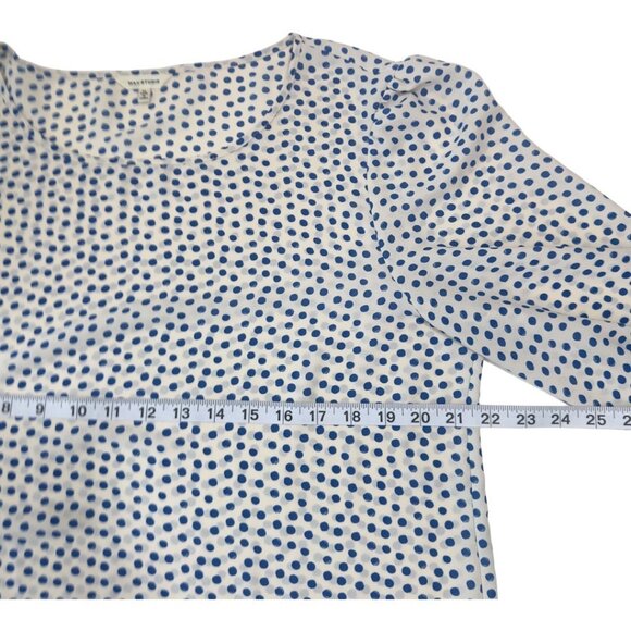 Max Studio Women SZ XL Blue Polka Dot Top Blouse Ruffle Bell 3/4 Sleeve Pullover - Picture 5 of 16